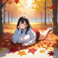 紅葉で微睡む女の子 5枚目