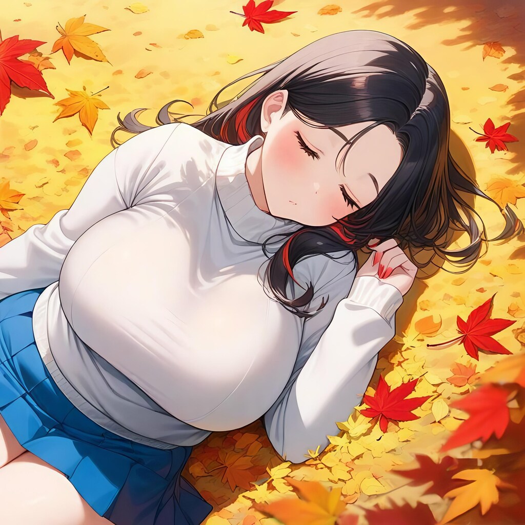 紅葉で微睡む女の子