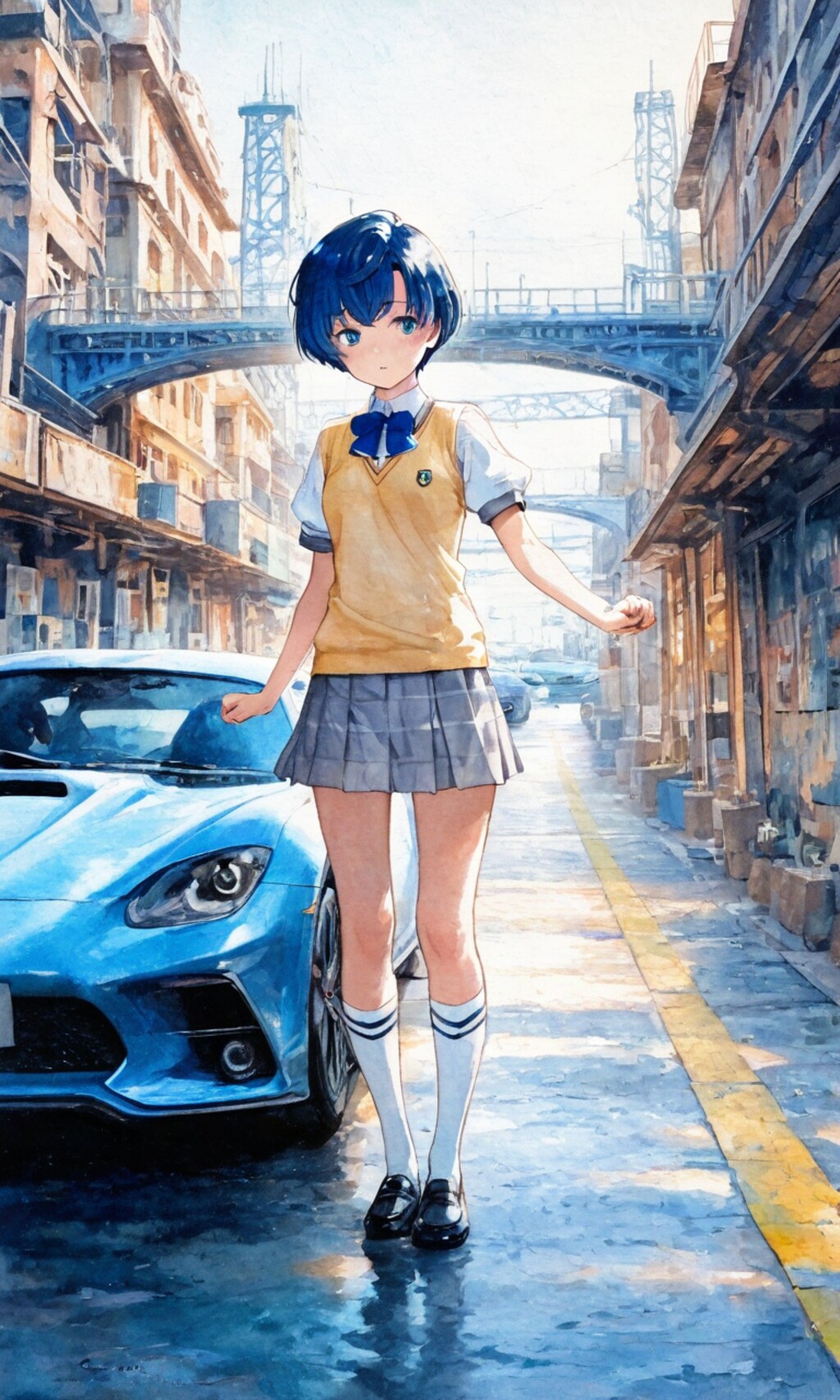 車と一緒に柑菜ちゃん