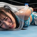 異種格闘プロレスでスライム（液体）との試合中に体に纏わりつかれるMIKURU 11枚目