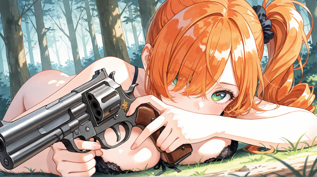 裸の銃を持つ女