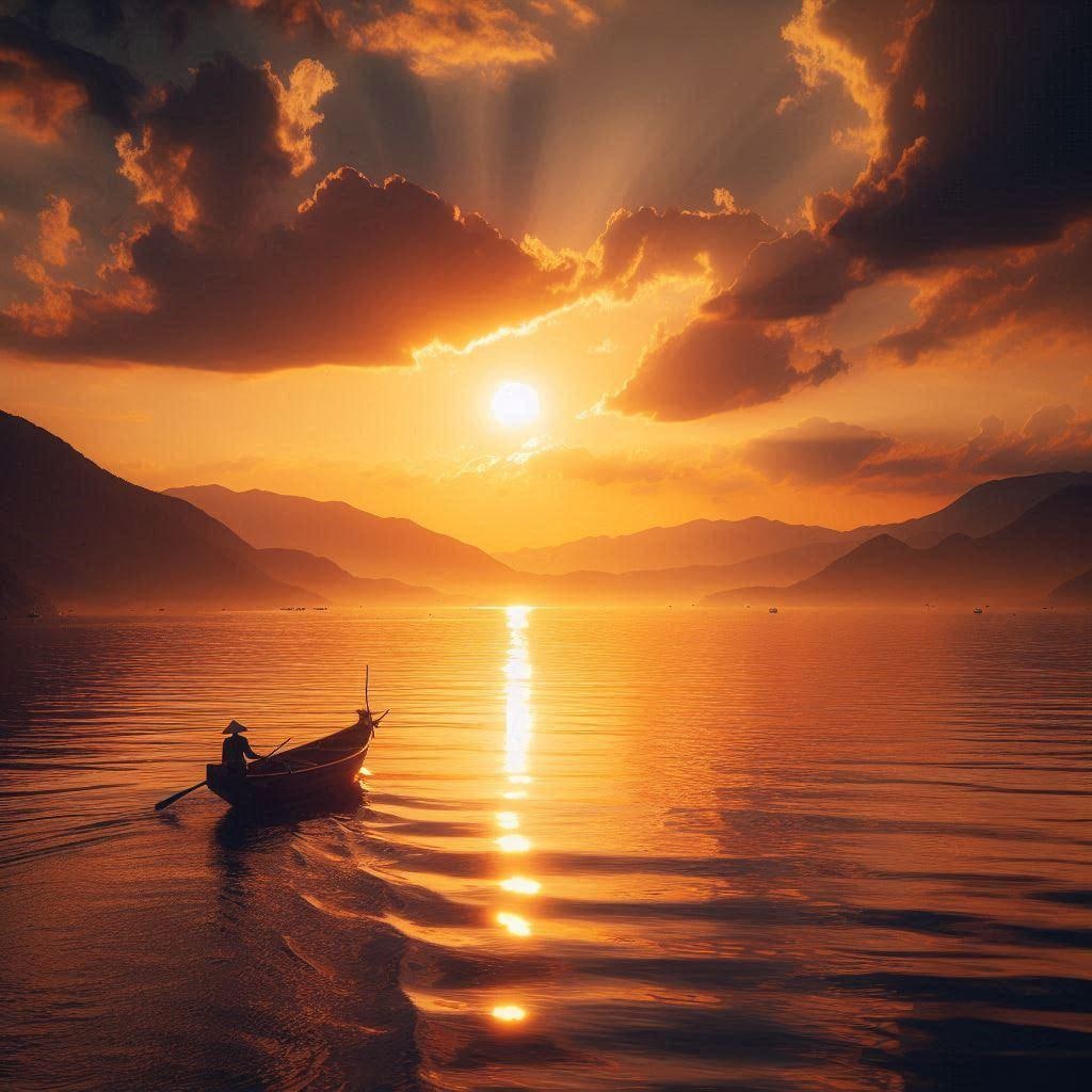 琵琶湖の夕日