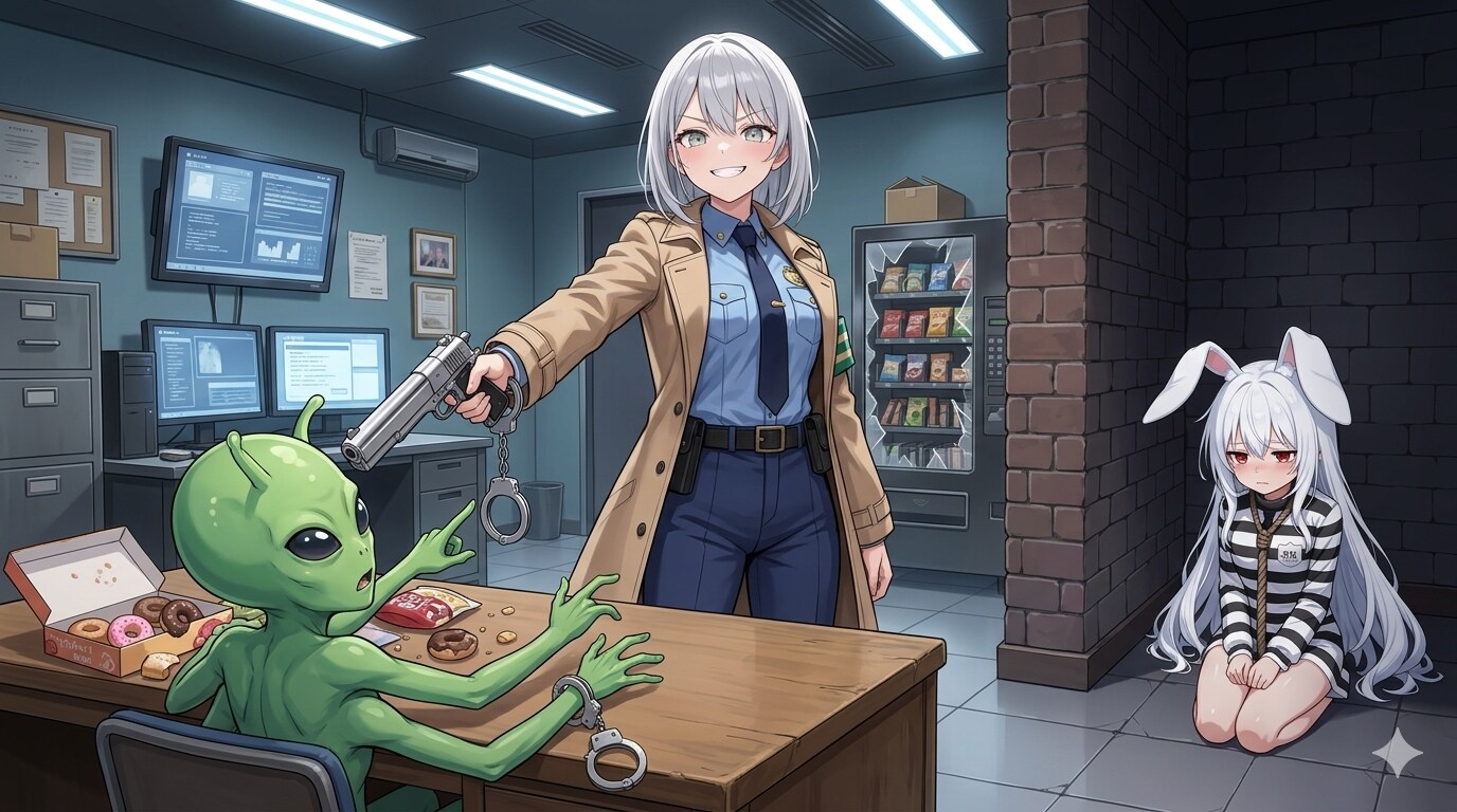 つまみ食いをした宇宙人を逮捕するセラちゃん