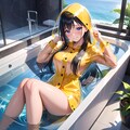 黄色半透明レインコート風呂 7枚目