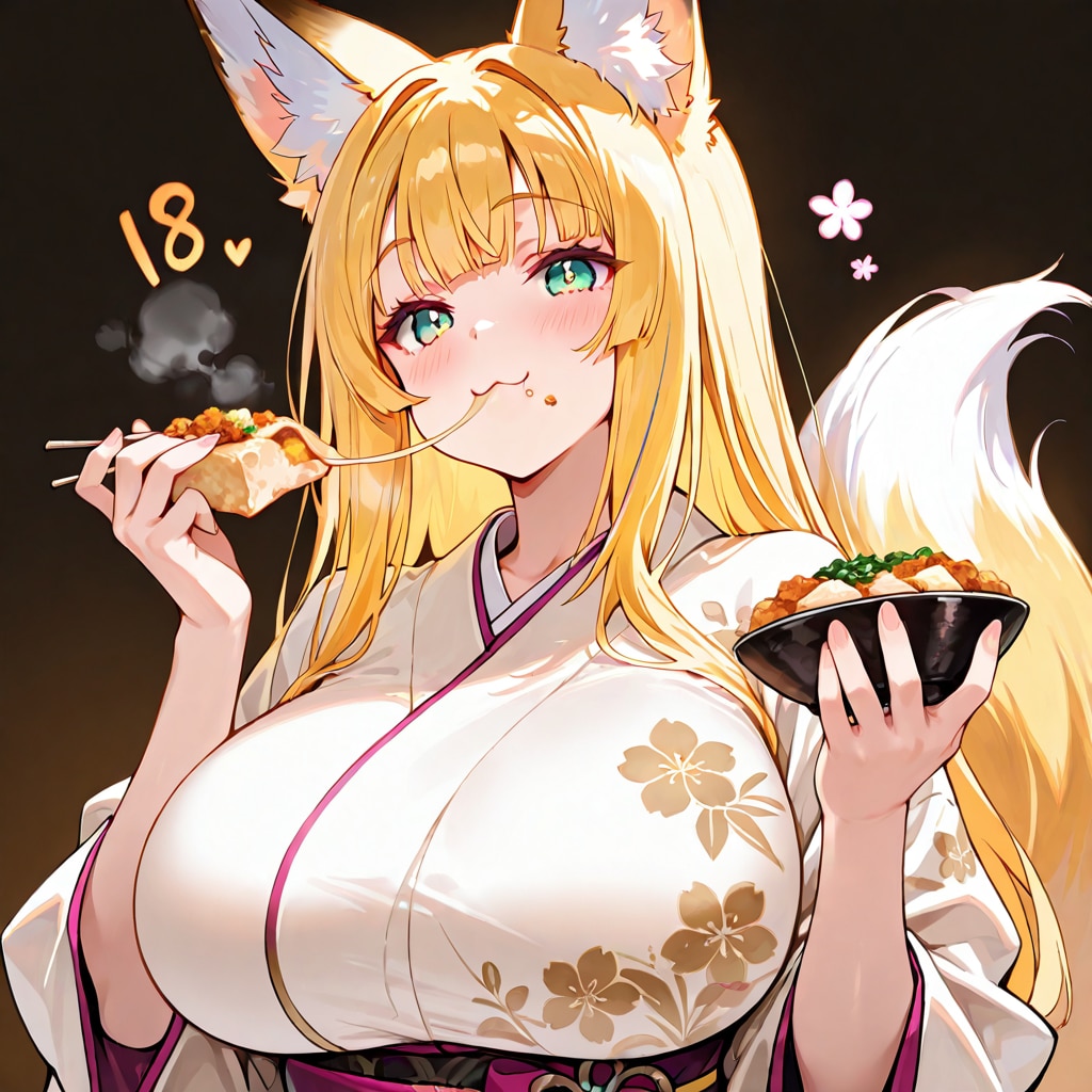 油揚げを食べるキツネちゃん