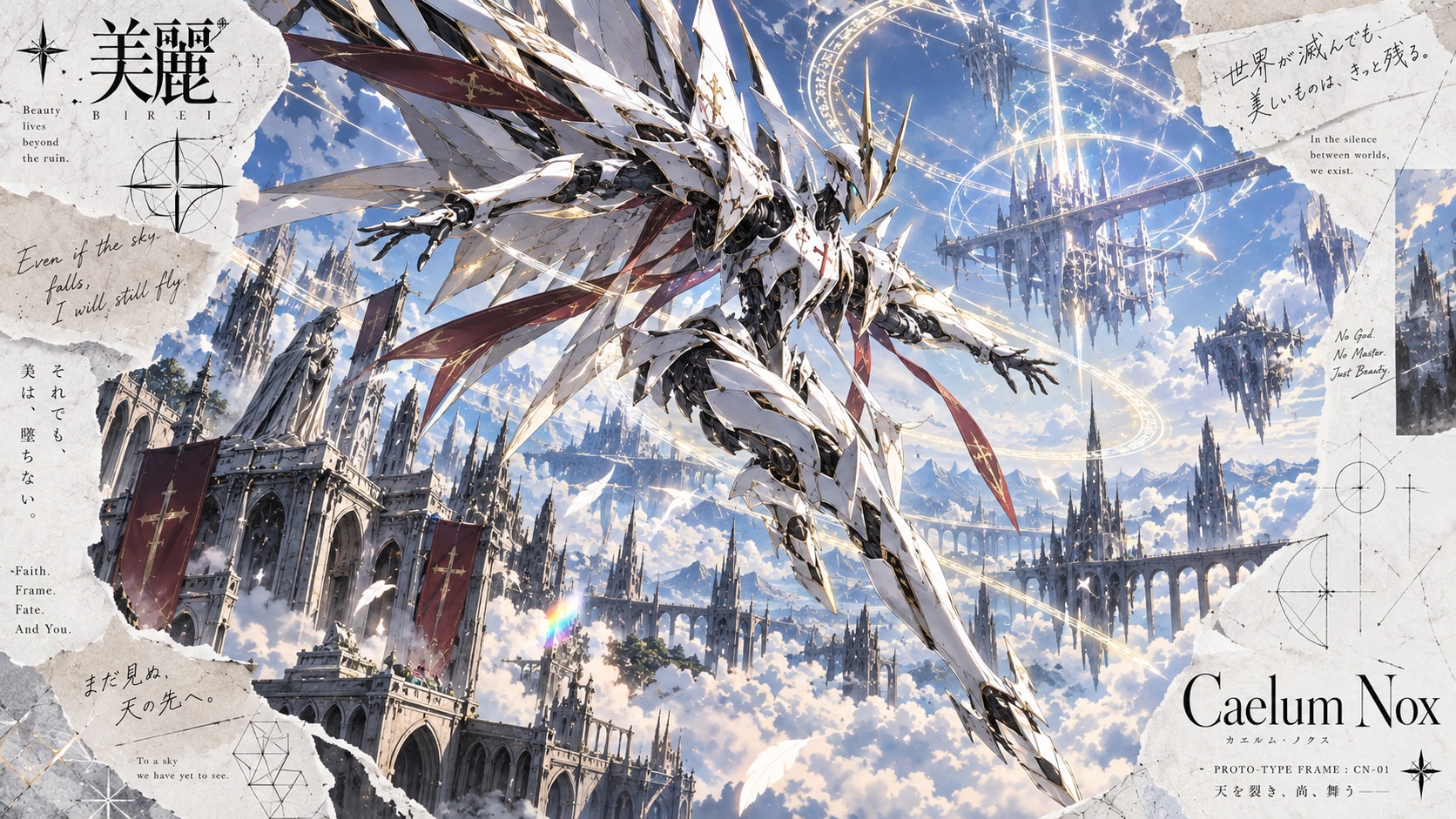 Caelum Nox — Prototype Frame: CN-01  Beauty lives beyond the ruin.  Above a broken world, where cath | の人気AIイラスト・グラビア