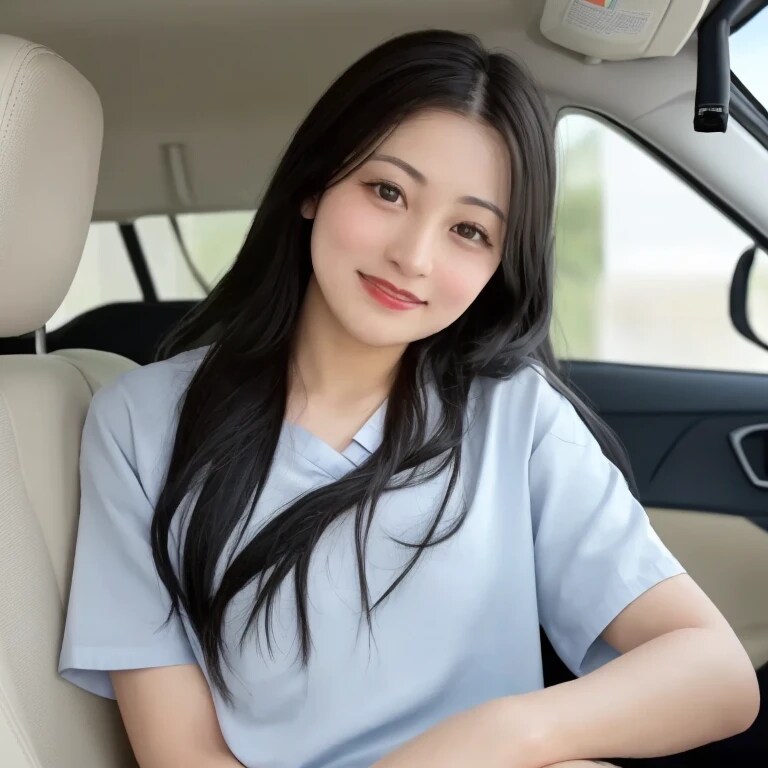 黒髪ロングで車内の美女５８ | の人気AIイラスト・グラビア