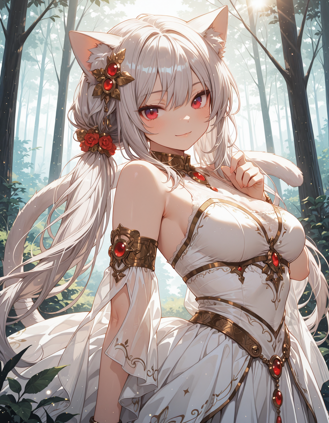 光を纏う、森の少女のひととき