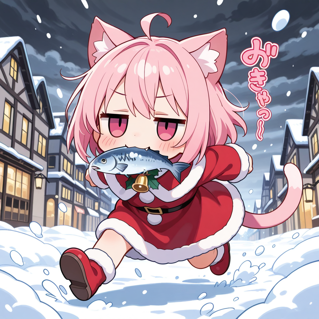 コラ！！待てぇ～！！泥棒ねこサンタァー！！💢