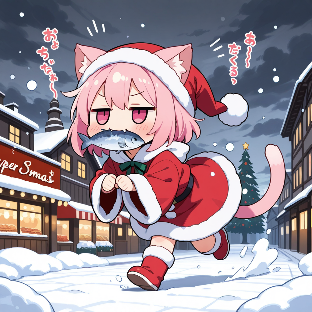 コラ！！待てぇ～！！泥棒ねこサンタァー！！💢