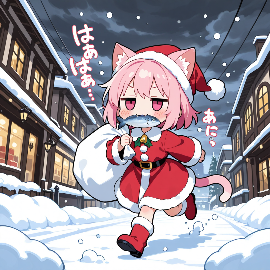 コラ！！待てぇ～！！泥棒ねこサンタァー！！💢