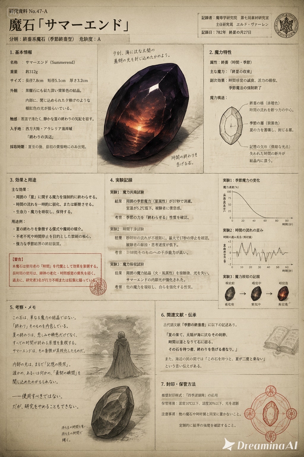 『魔石「サマーエンド」の研究資料。』