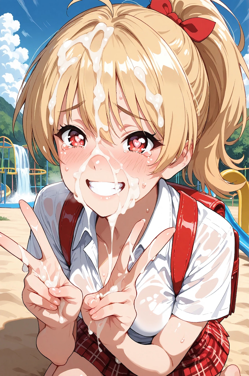 レッドチェック_顔射