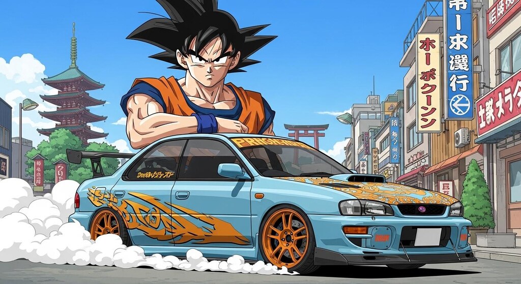 孫悟空とインプレッサセダン