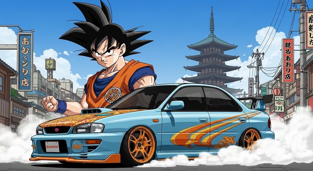 孫悟空とインプレッサセダン