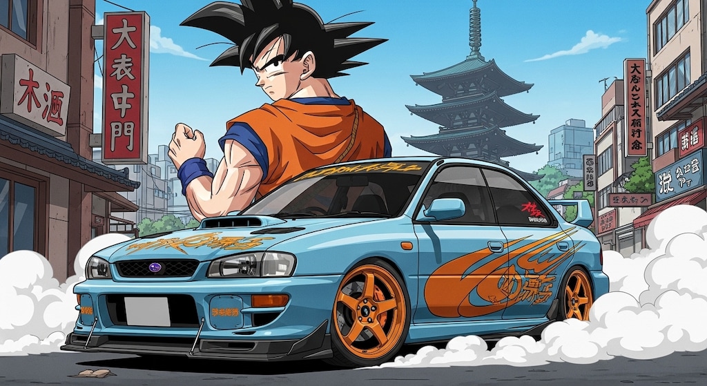 孫悟空とインプレッサセダン