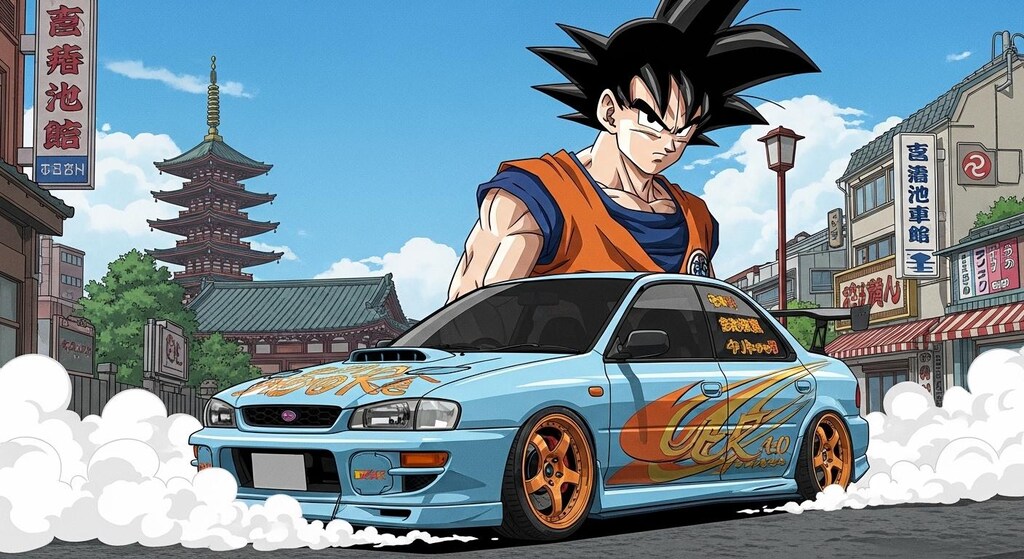 孫悟空とインプレッサセダン