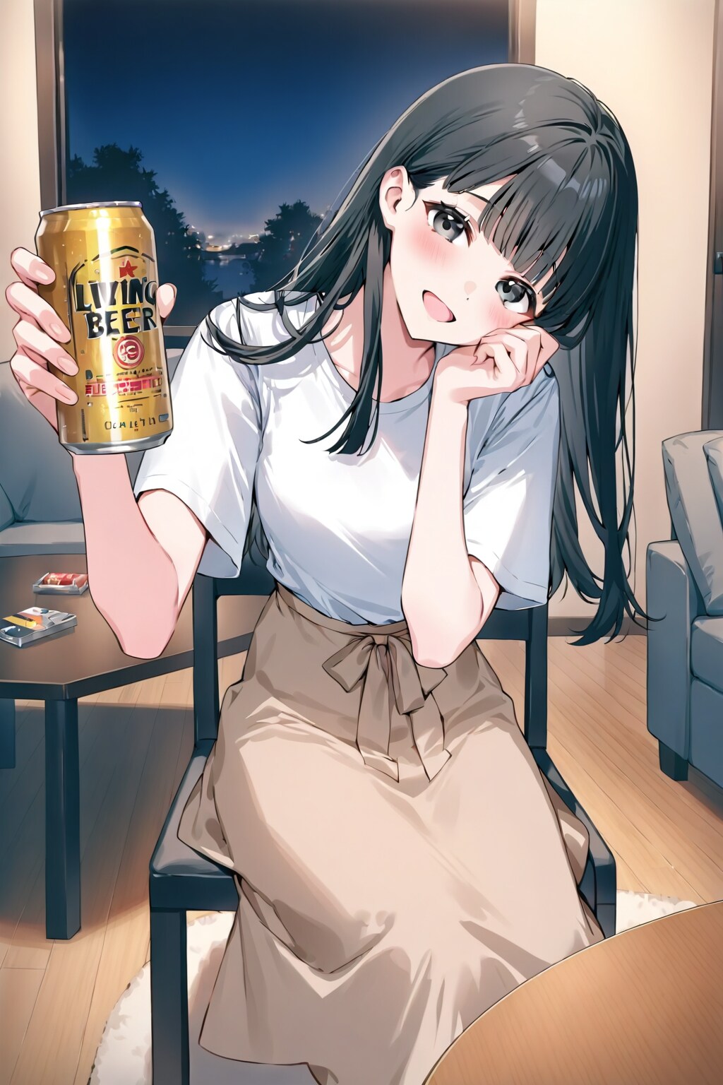 ビールを飲む女１４