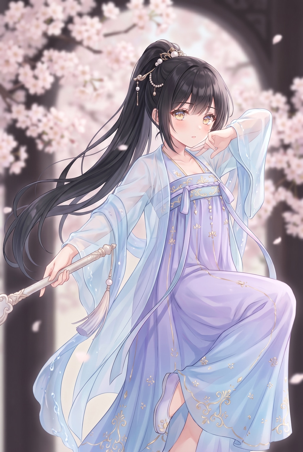 桜霞に舞う霊刃