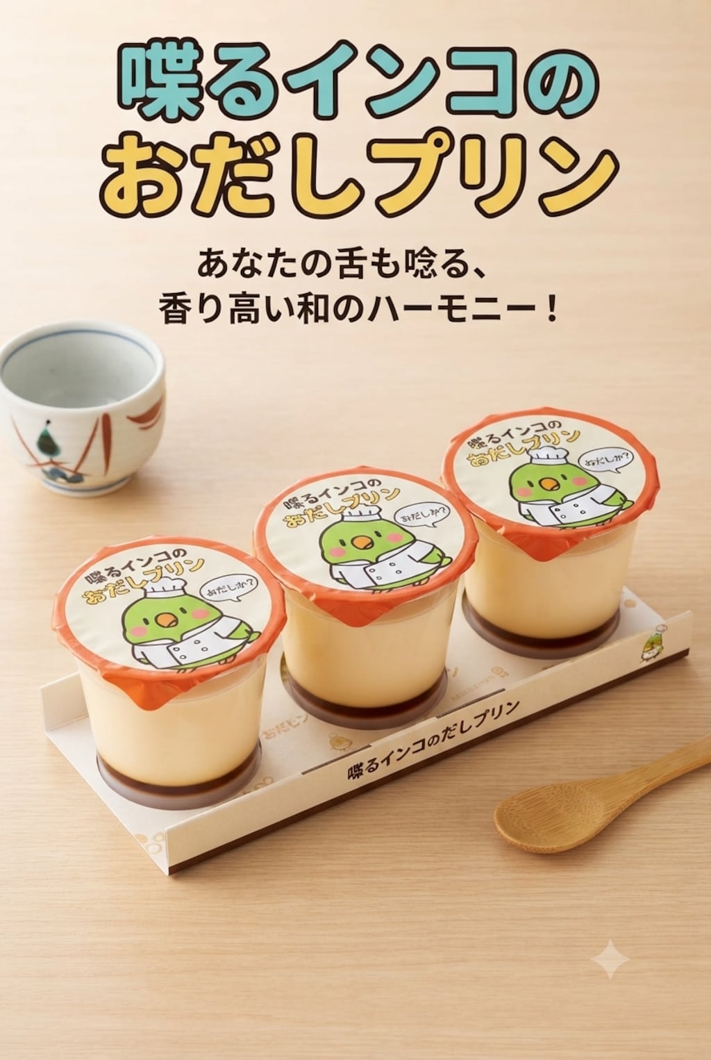 喋るインコのおだしプリン