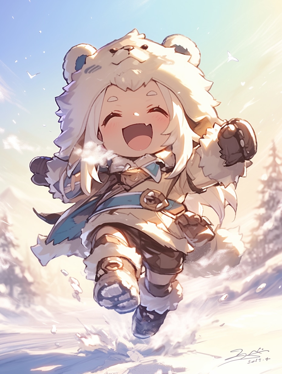 雪原をかける✖︎くま娘②🐾 | の人気AIイラスト・グラビア