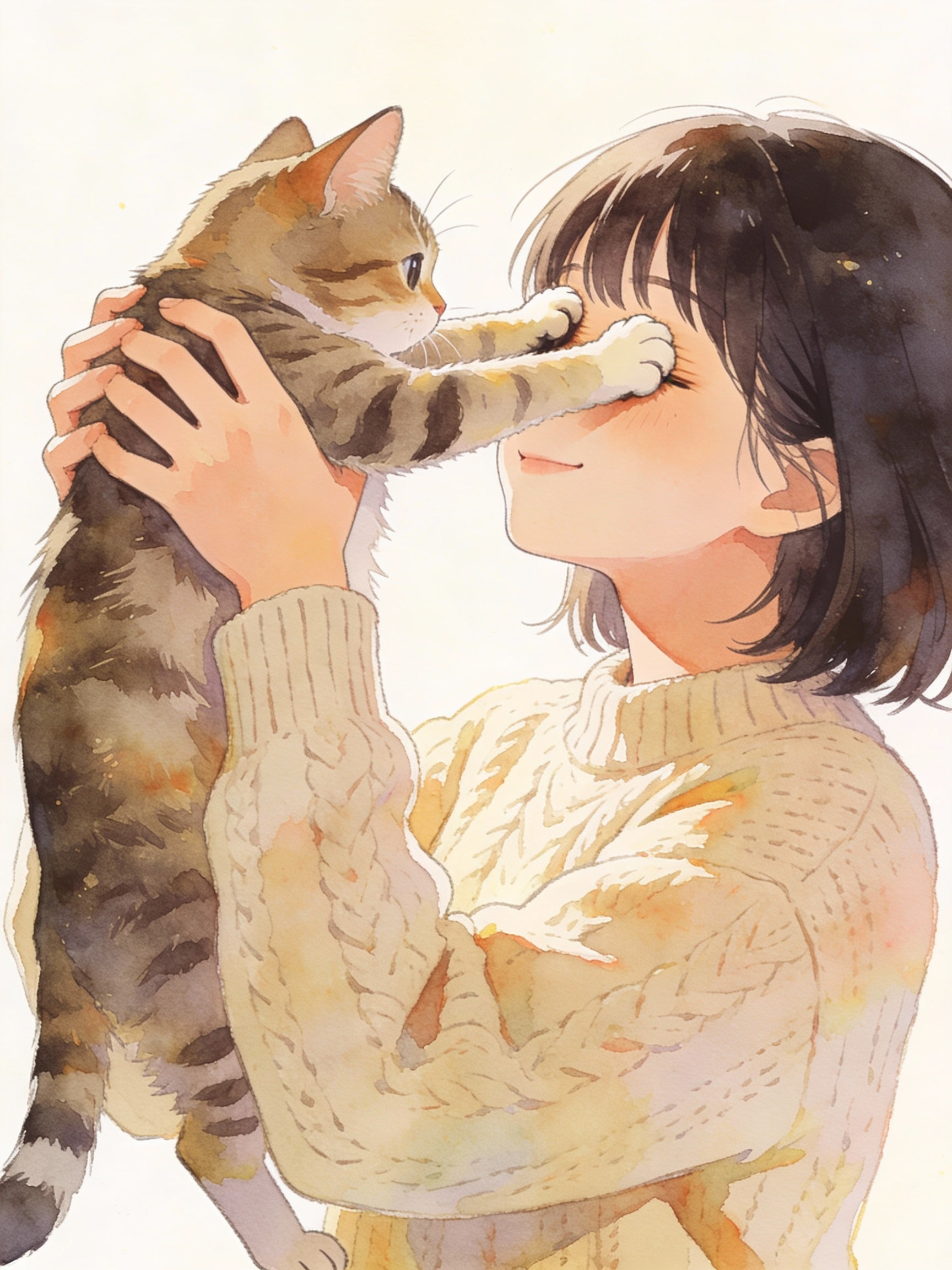 猫とニットの少女 | の人気AIイラスト・グラビア