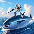 ガンダム、マグロに乗る 3枚目
