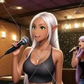 カラオケでノリノリのダークエルフさん 6枚目