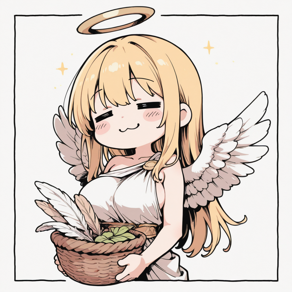 はね～、羽根はいらんかね～。神様の祝福を受けたありがた～い天使の羽根ですよ～。