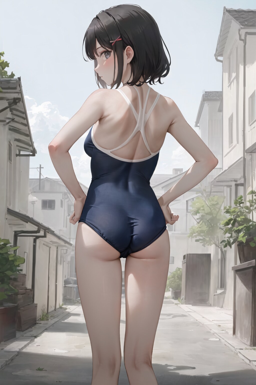 尻ポジなおし　と　日焼けあと