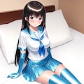 光沢水色セーラー服長手袋サイハイソックス 4枚目