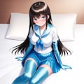光沢水色セーラー服長手袋サイハイソックス 3枚目
