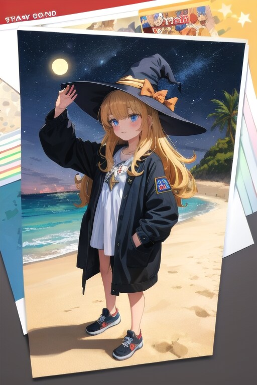 砂浜の魔女と星空 | の人気AIイラスト・グラビア