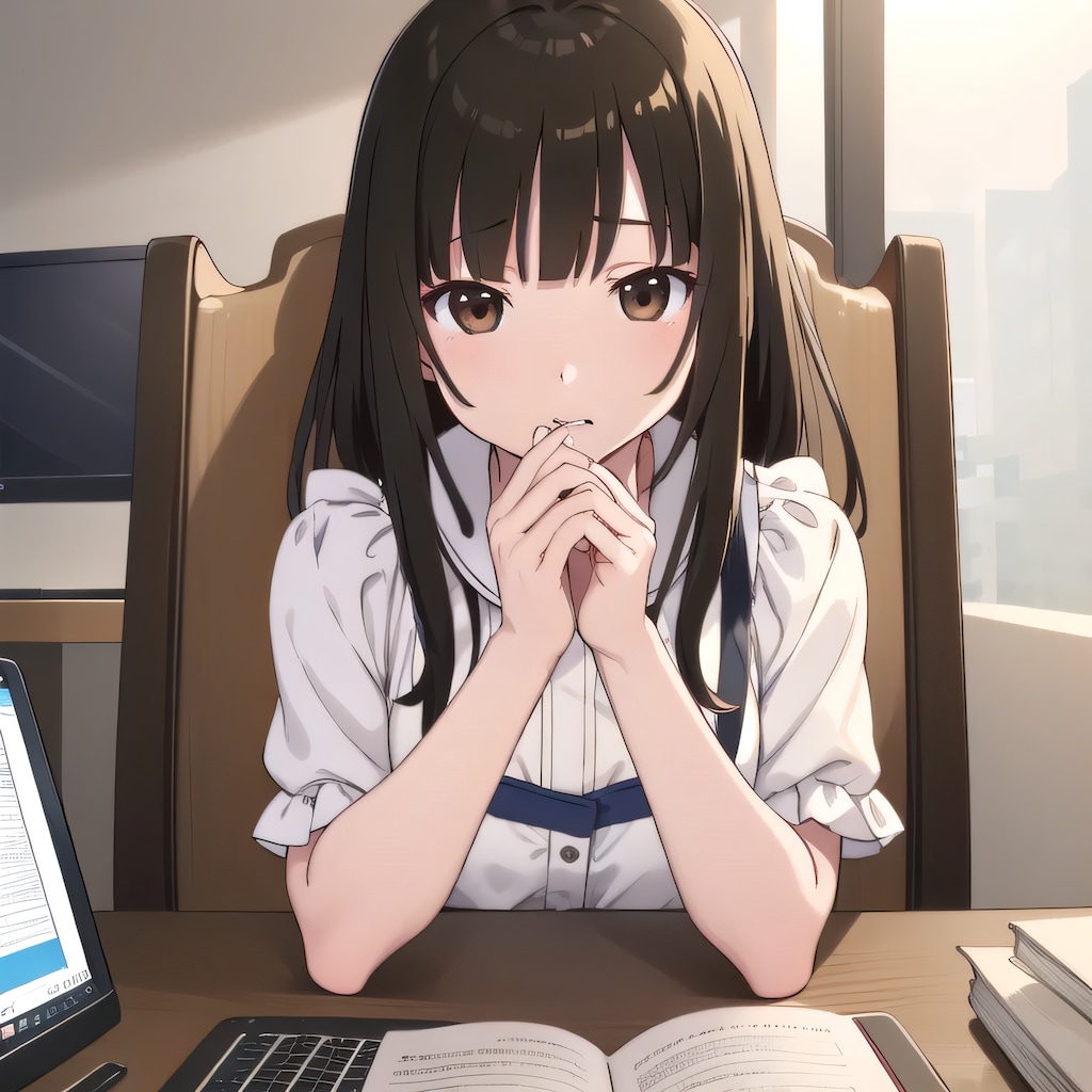 茶髪ロングで漫画喫茶の少女