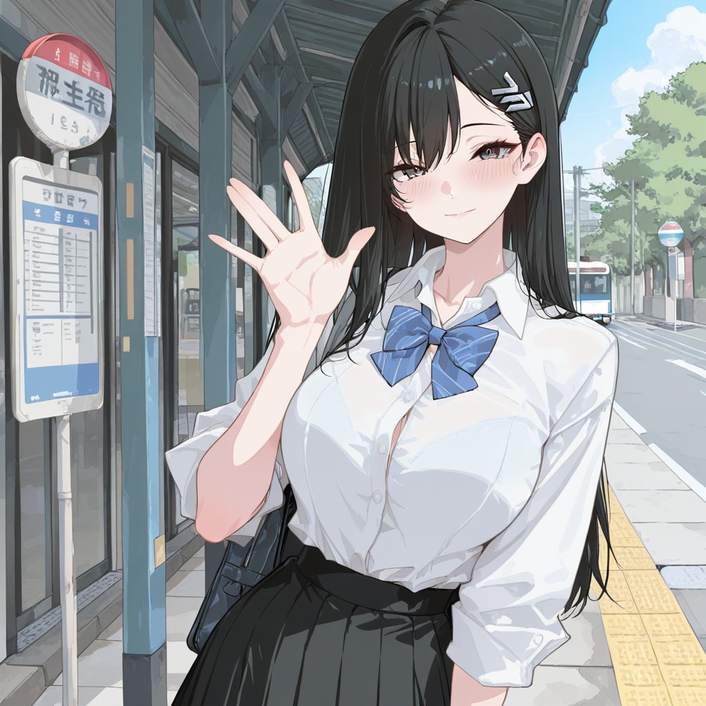 手を振る少女