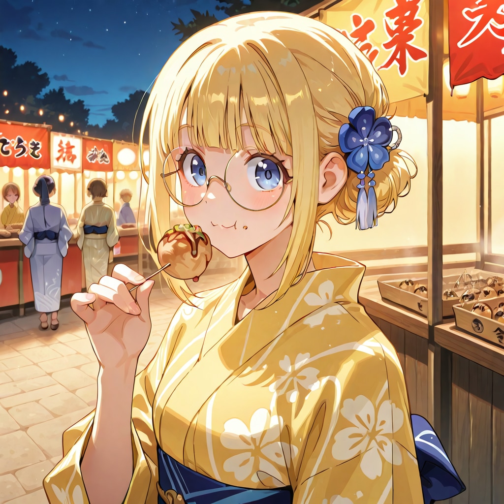 たこ焼きを食べるミッシェルさん