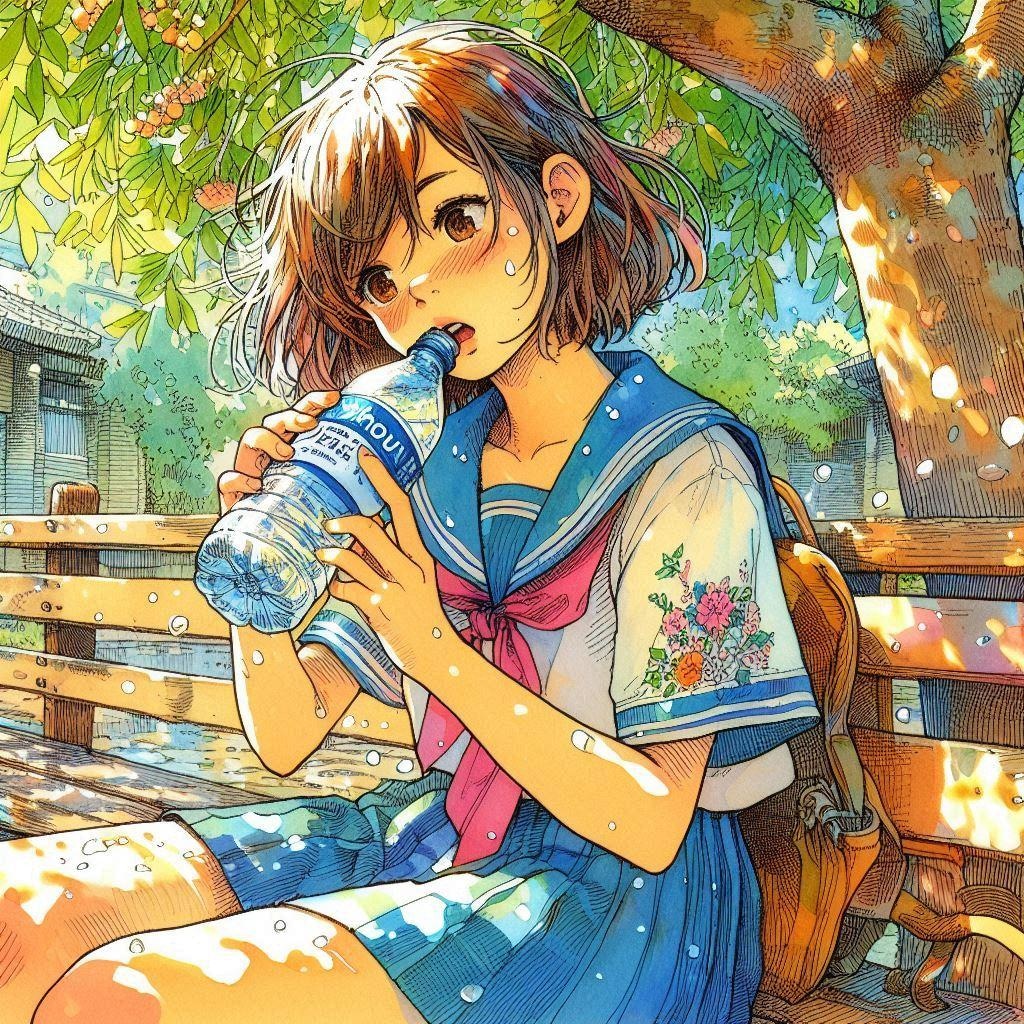 水を飲む少女④