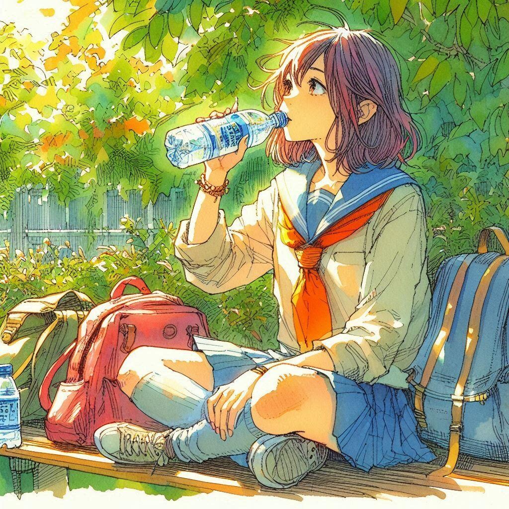水を飲む少女④