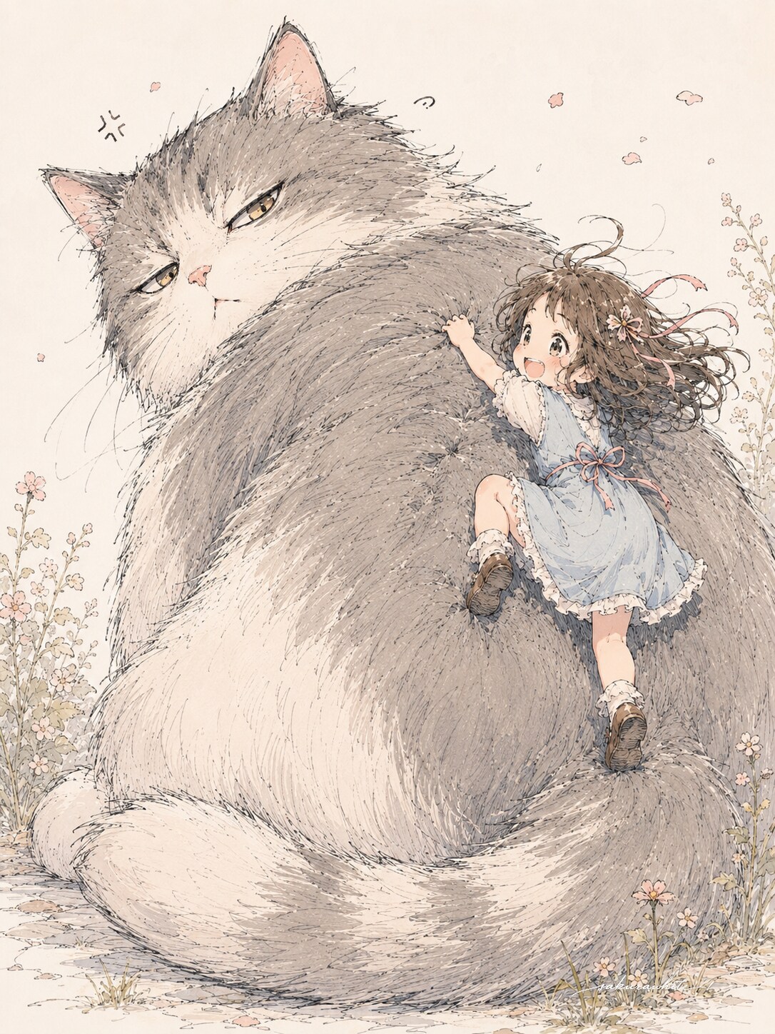 大きい猫といっしょ