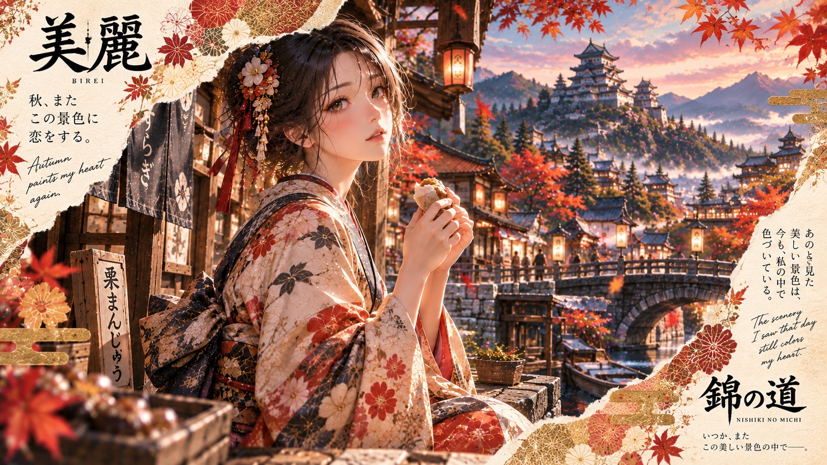 Nishiki no Michi (Brocade Path)  A breathtaking autumn journey on the stone steps of Nishiki no Mich | の人気AIイラスト・グラビア