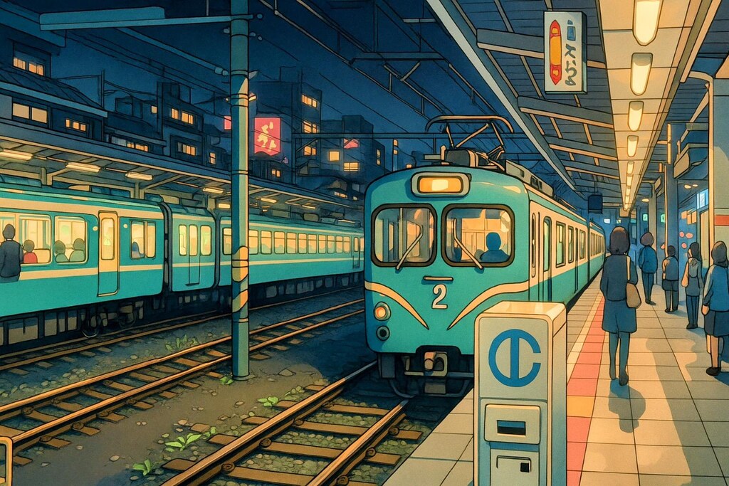 駅に停車中の電車