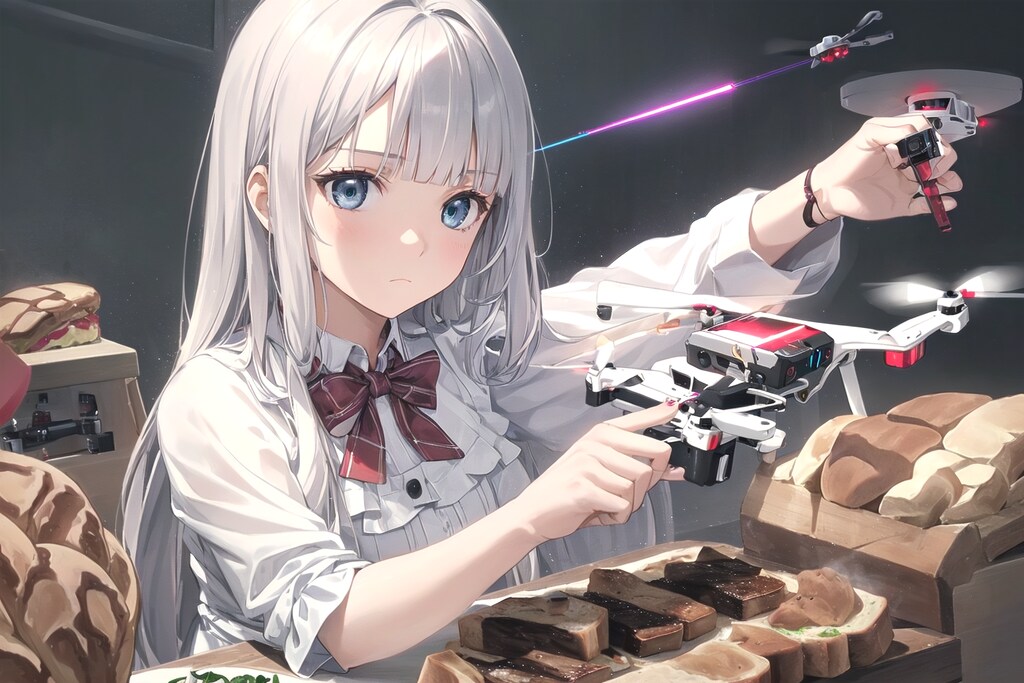 ドローンでパンを切る