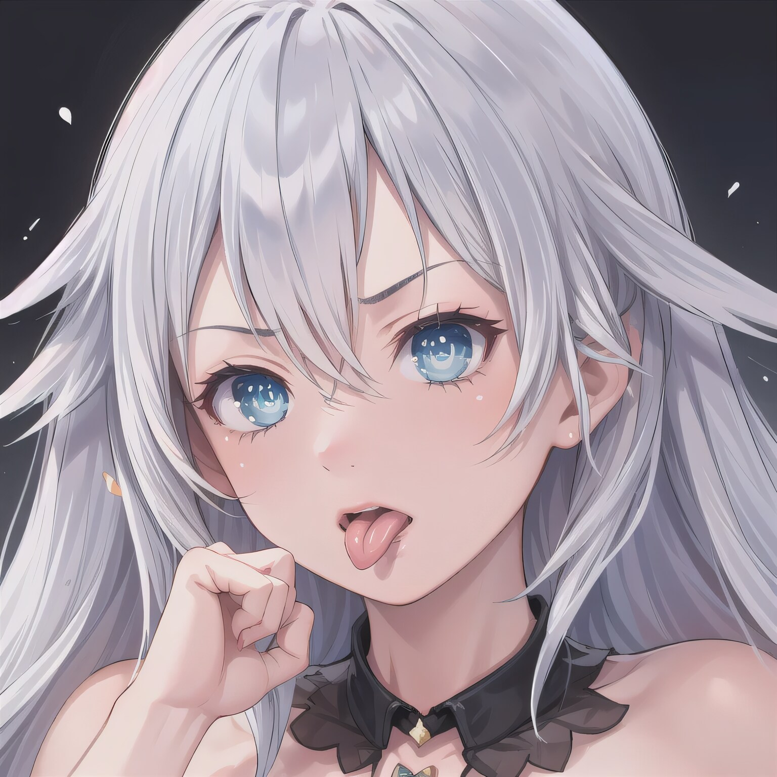 銀髪ロングの舌出し少女７ | の人気AIイラスト・グラビア