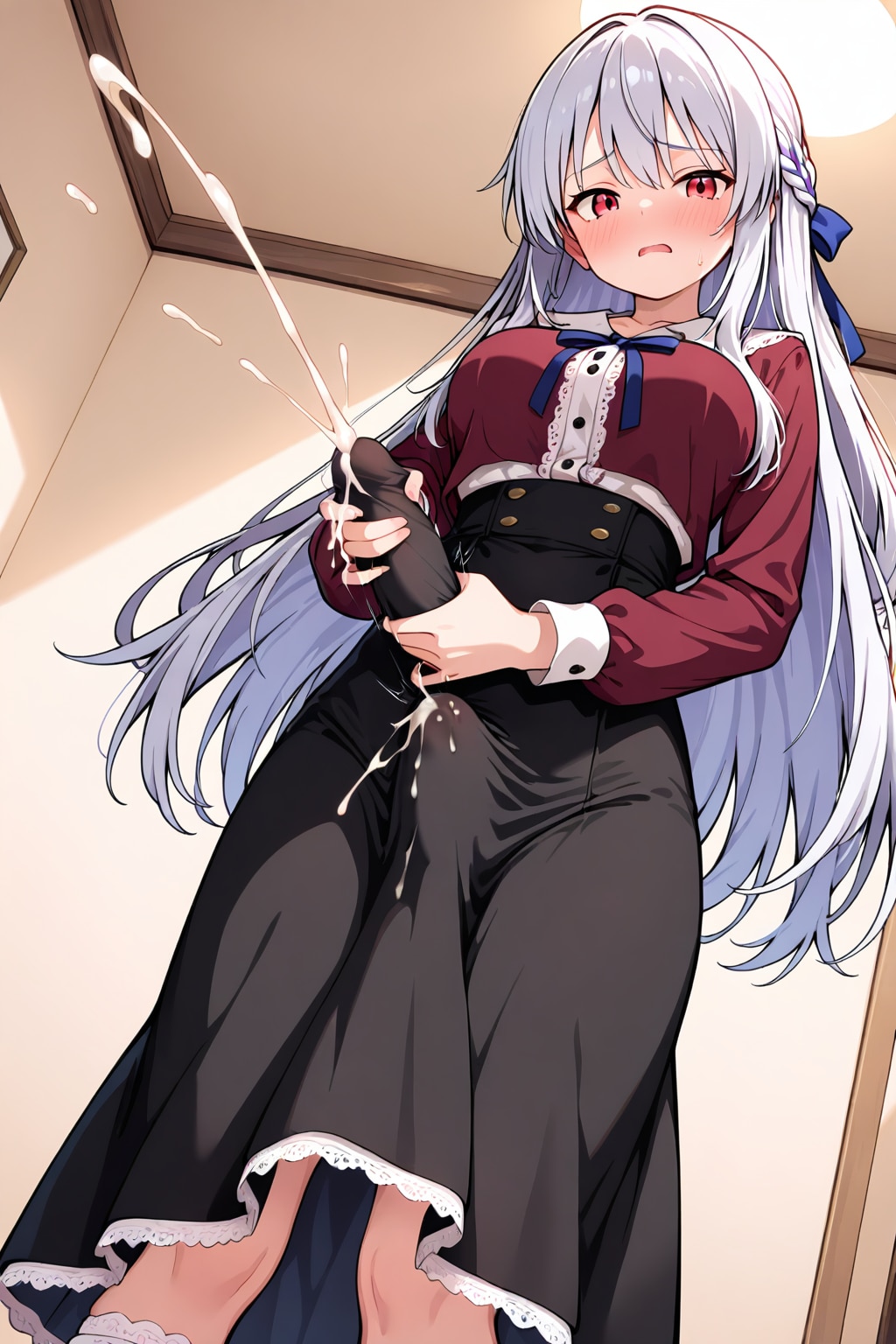 Kuon masturbates through the clothes