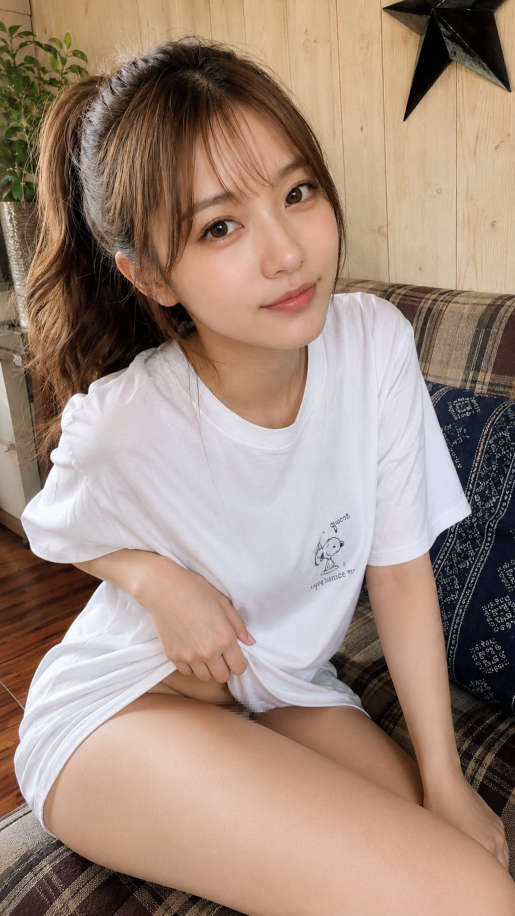ぶかぶかTシャツから覗く、秘密の素肌