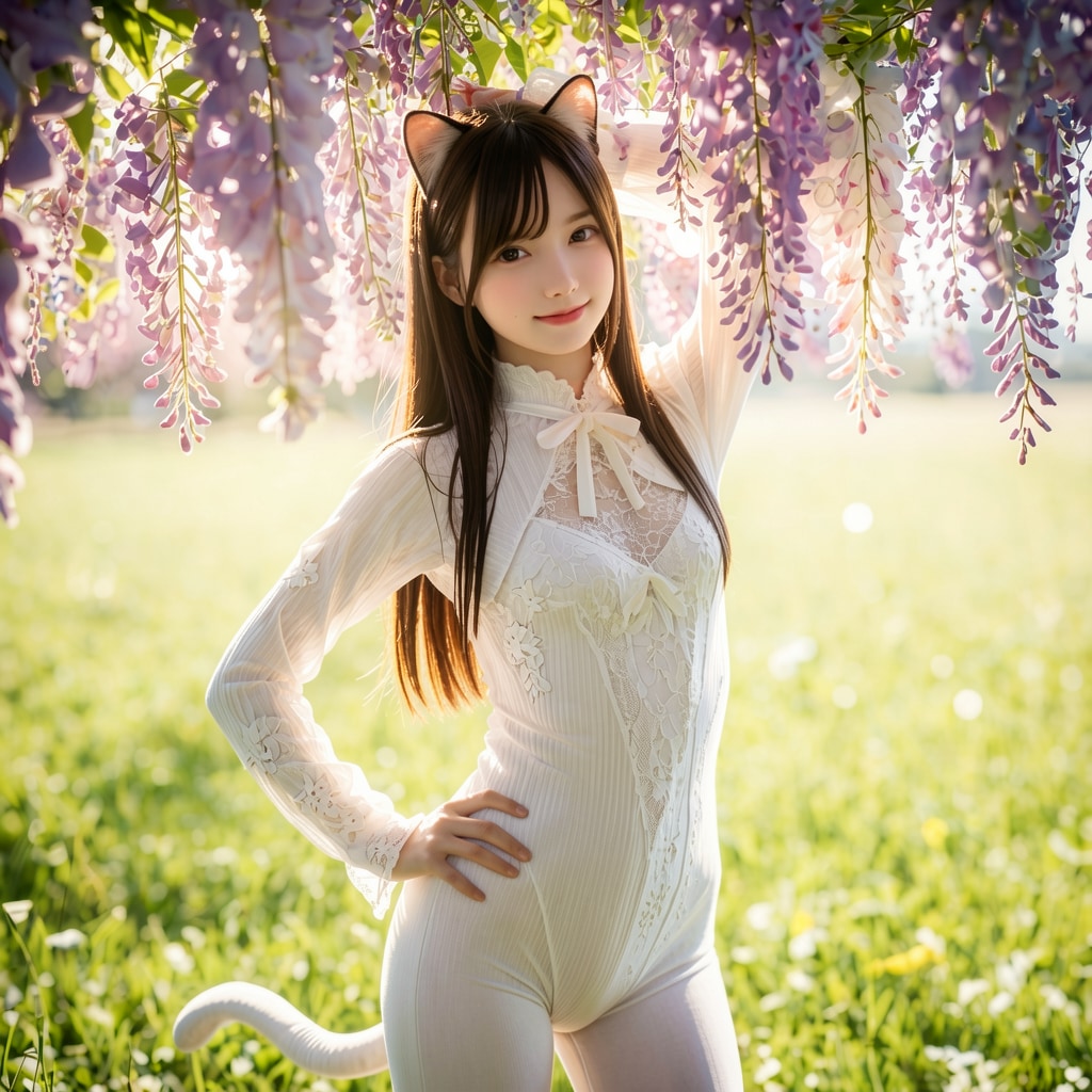 花畑に猫ちゃん