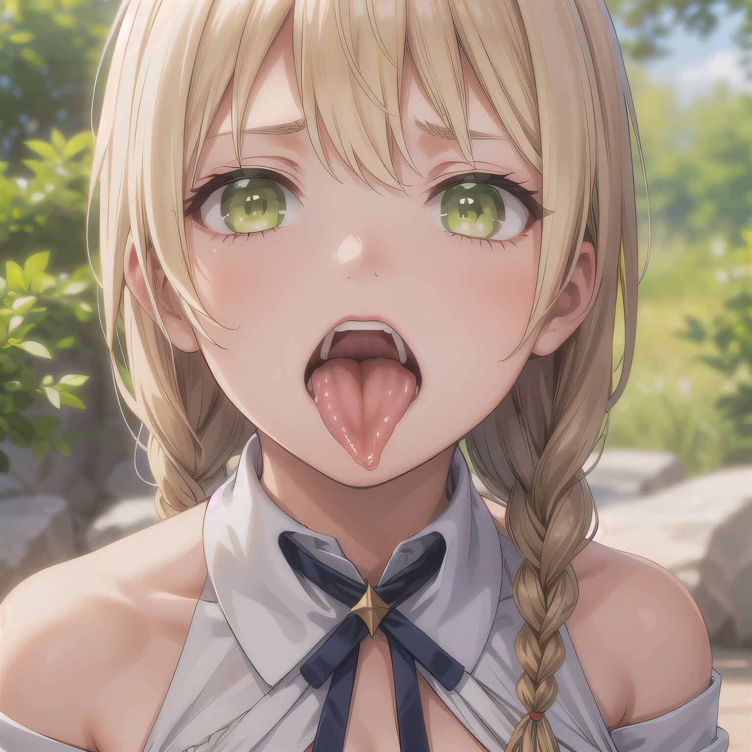 金髪ロングの舌出し少女１６ | の人気AIイラスト・グラビア