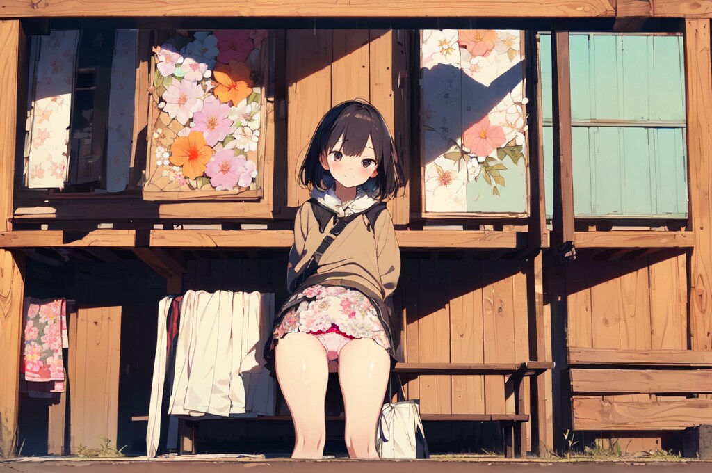 「あの子は毎朝あそこでなにしているのだろうか？しかしいつもパンツが見えているので目のやり場に困る。こっちを見てるような感じがするのは気のせいだろうか・・」（ロリっ子大集合・一般向けの４８）