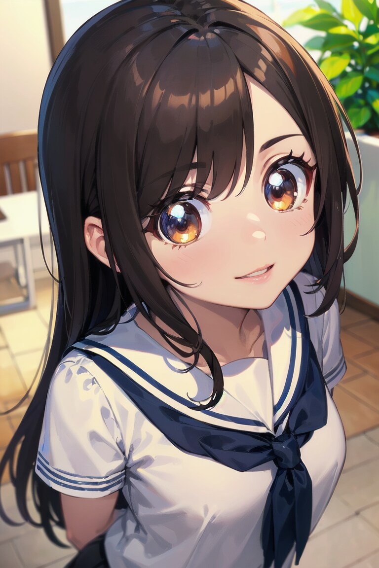 cute eye ,school girl ,少し上方から、こっちを向いて、