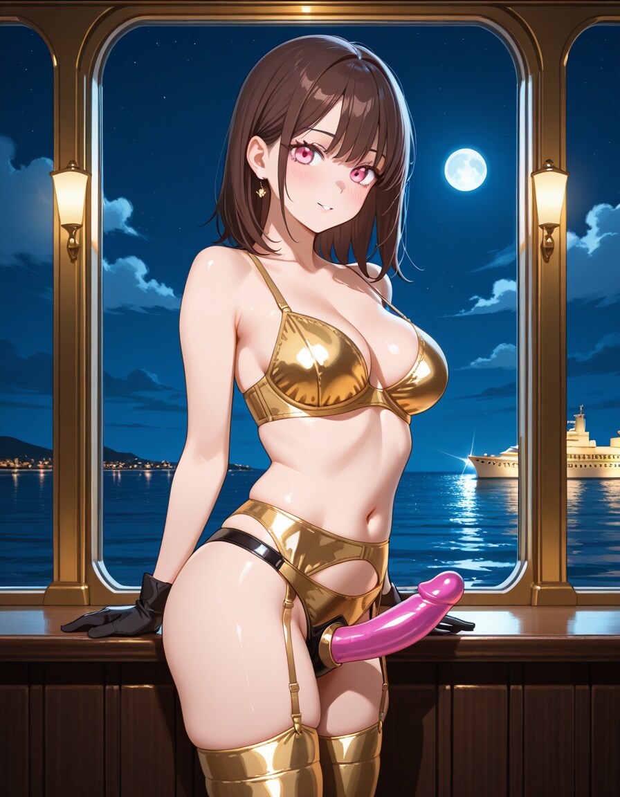金色下着の架純さん(夜の玩具付き)